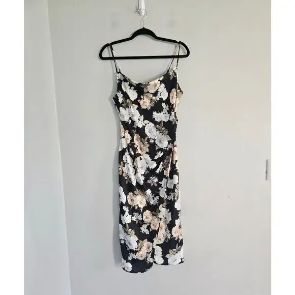 Re:Named Black Floral Midi Dress Size M - Picture 4 of 4